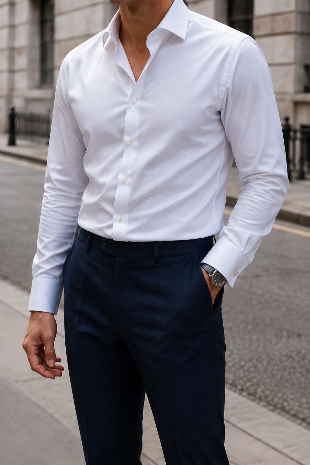Slim Fit Navy Stripe
